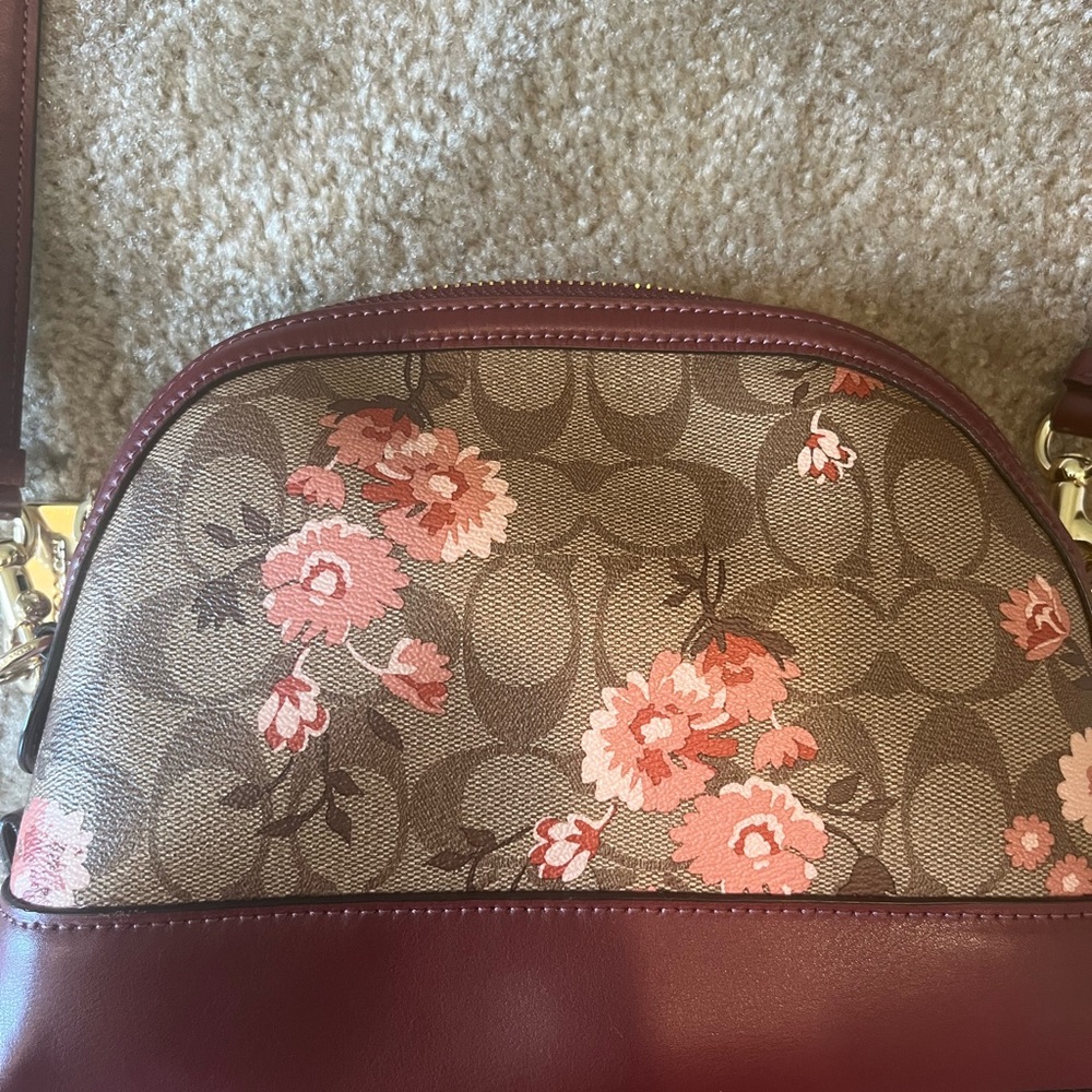 Coach Floral Crossbody Bag in Pink and Brown